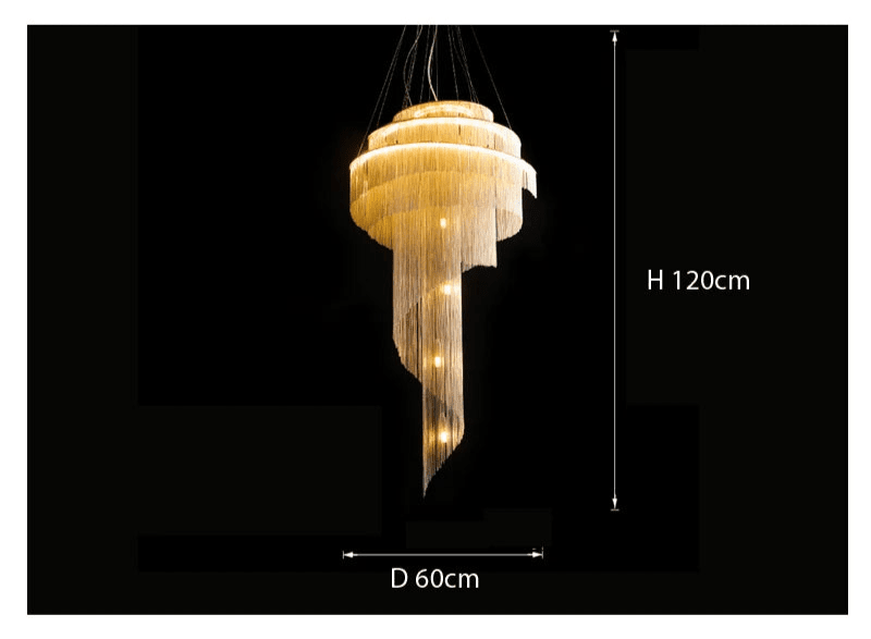 Lampadario a spirale con nappine