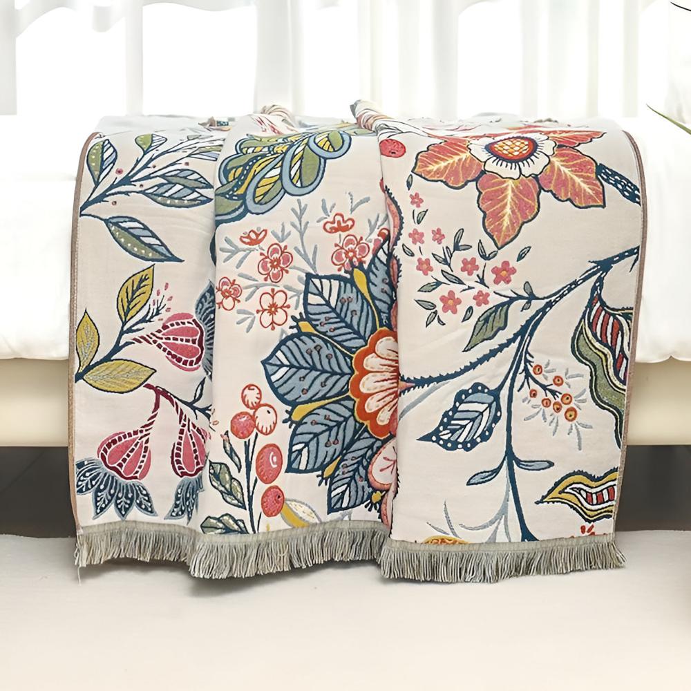 Serviette de bain à fleurs de jardin réversible