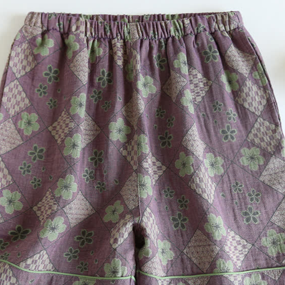 Shorts di Cotone a Scacchi Floreali