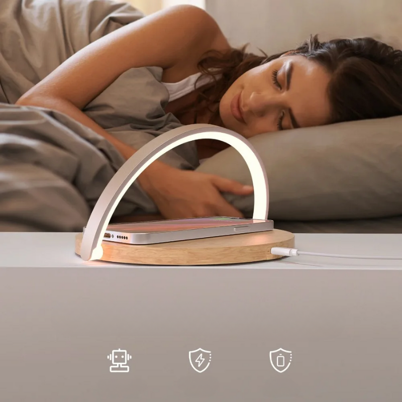 Praktisch - Draadloze oplader 15W met verstelbare touchlamp voor iPhone en AirPods