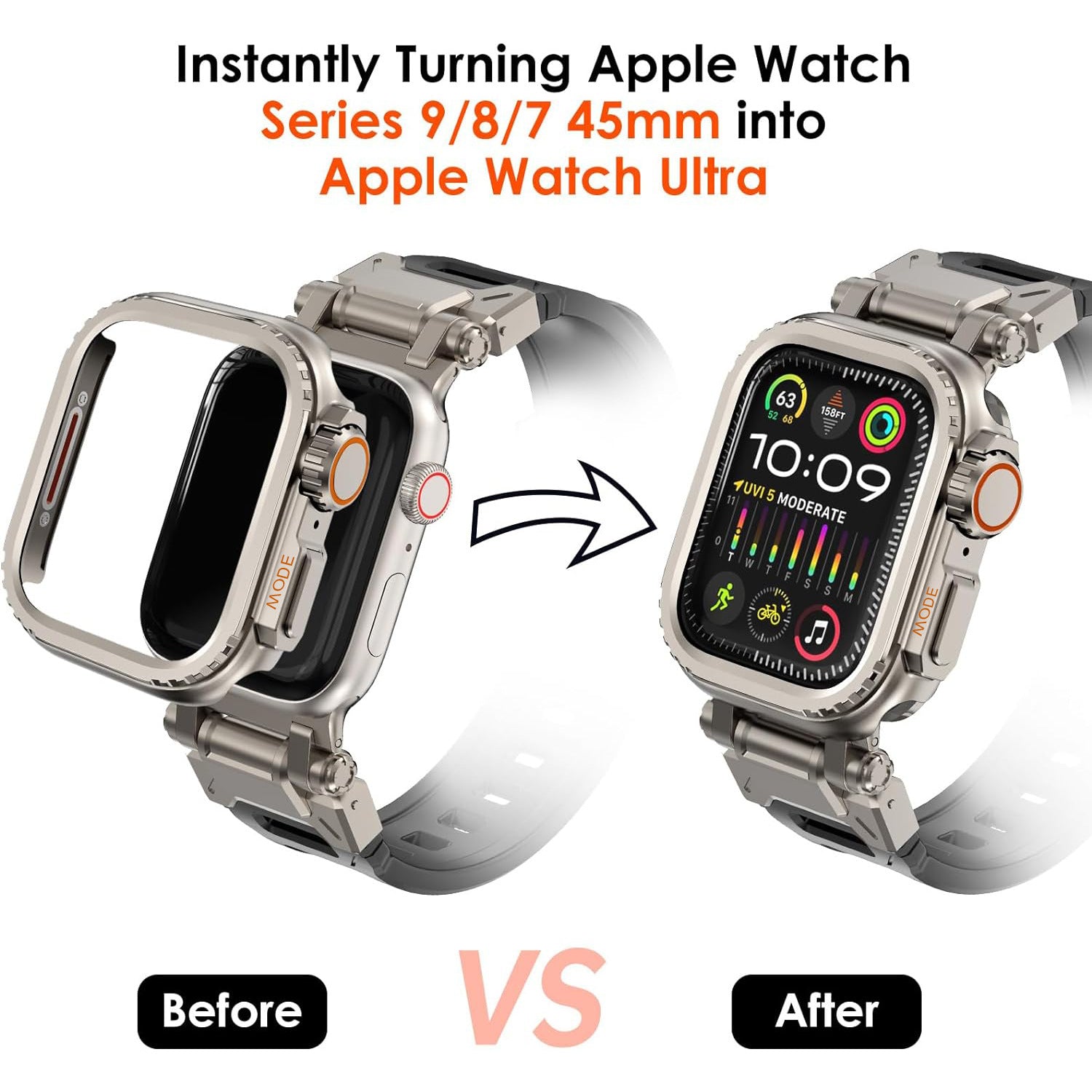 ULTRA LOOK - Odolný titanový slitinový kryt pro Apple Watch