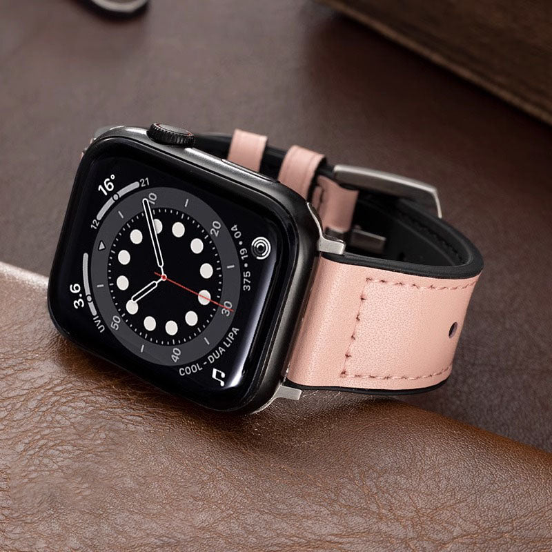 Correa de cuero de silicona para Apple Watch