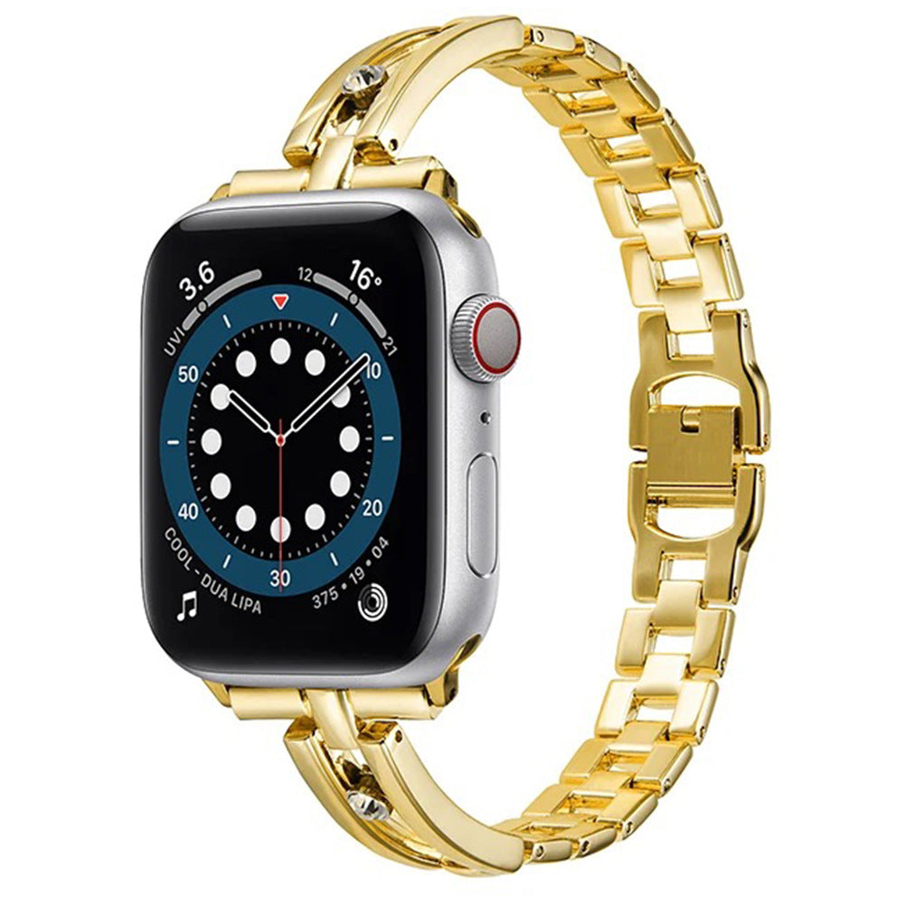 Metal round diamond hollow watch strap for Apple watch