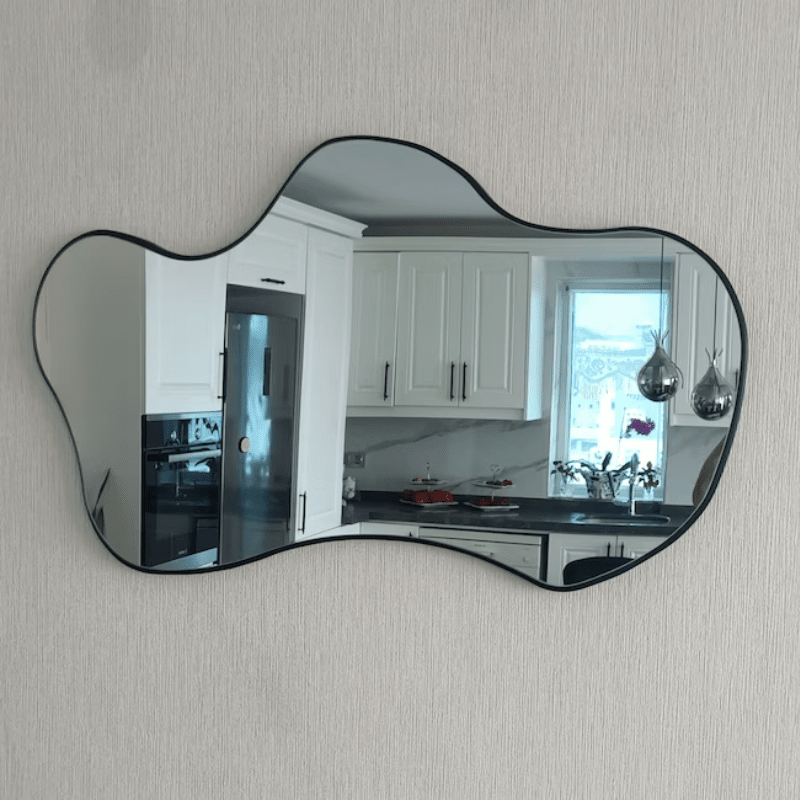 Black Asymmetrical Wavy Wall Mirror