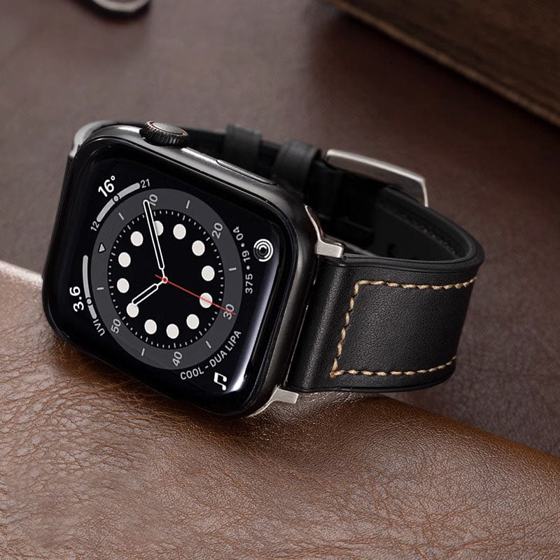 Correa de cuero de silicona para Apple Watch