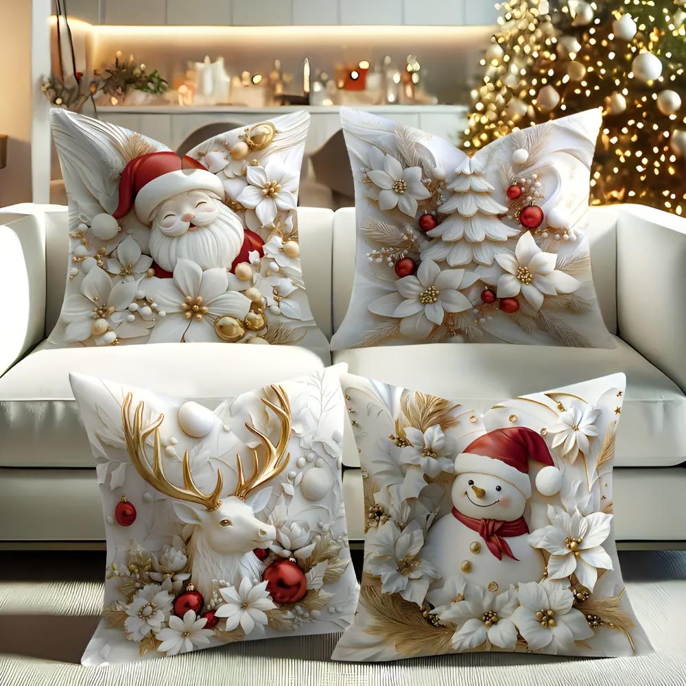 Housses de coussin en velours charme de Noël | Lot de 4