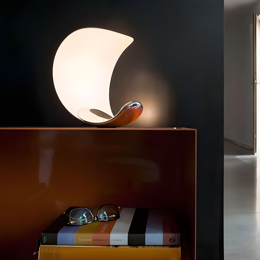 LumiMoon - Lampe de table LED en aluminium en forme de lune incurvée D76 avec variateur tactile