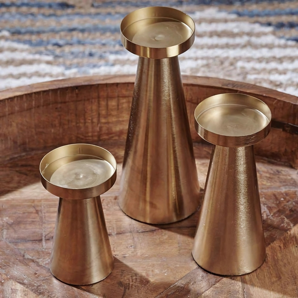 Elegant Brass Candle Holders | Set of 3