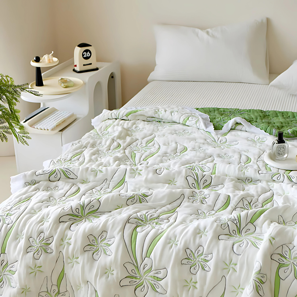 Bamboo Fibre Fresh Style Floral Blanket