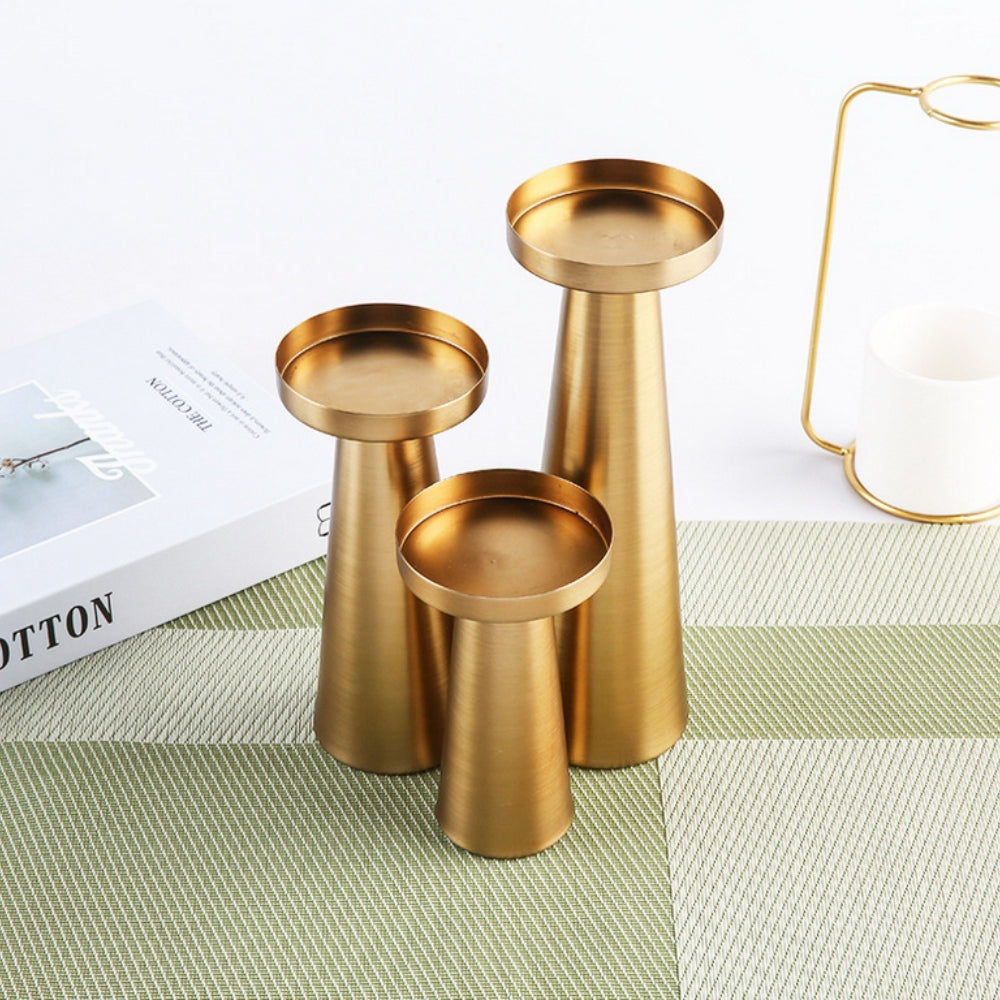 Elegant Brass Candle Holders | Set of 3