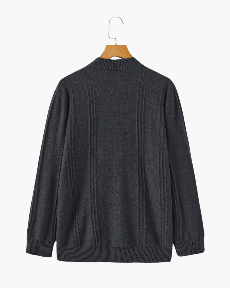 100 % Cashmere Ribbet Halv Lynlås