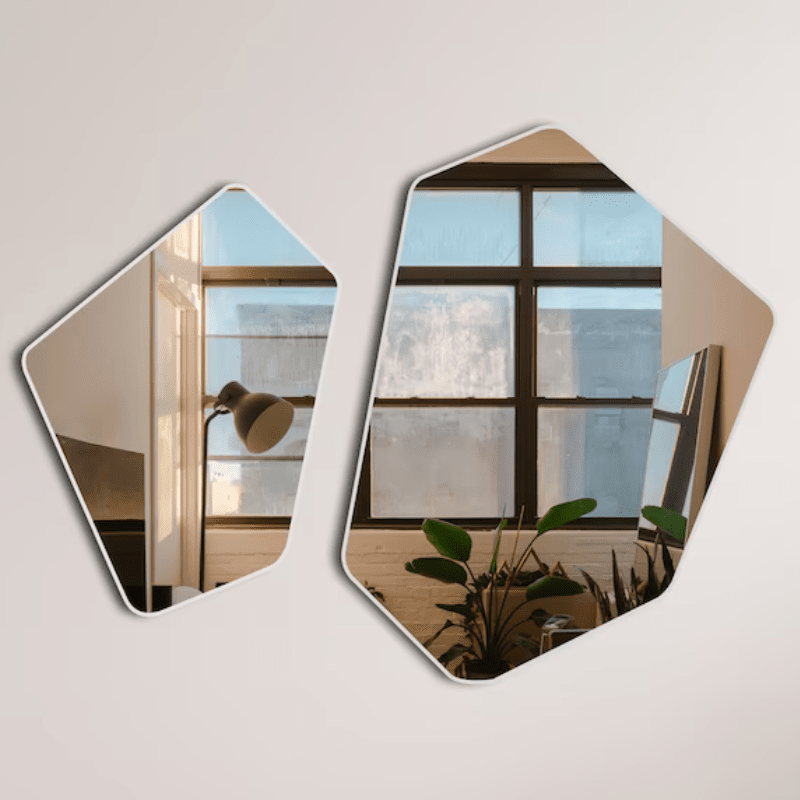 Aesthetic Angled Wood Wall Mirror