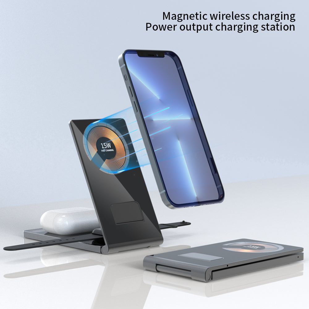 T05-Aluminum Alloy Bracket Foldable Magnetic Wireless Charger