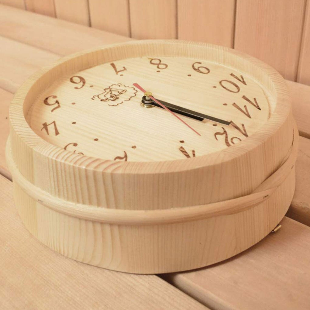 Orologio in legno SaunaTime - Orologio da parete rustico per sauna e spazi benessere