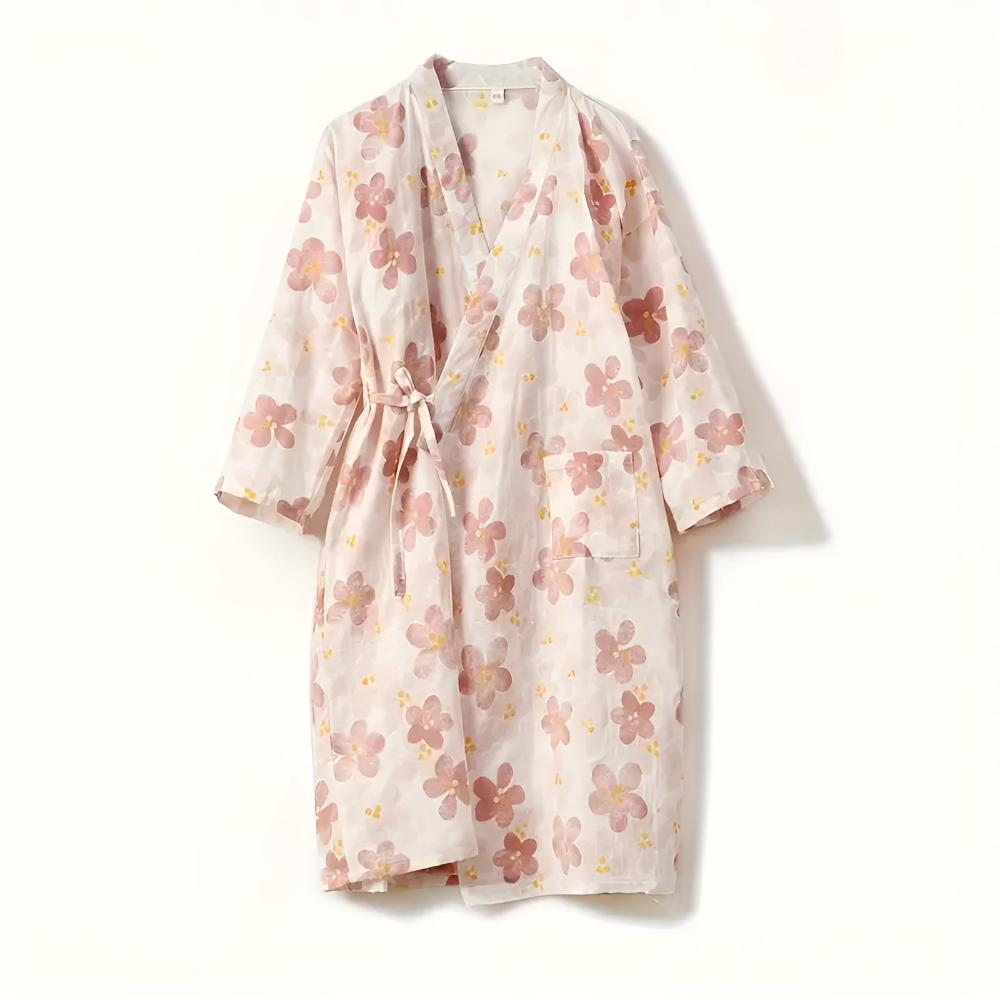 Peignoir en coton à motif floral pour femmes