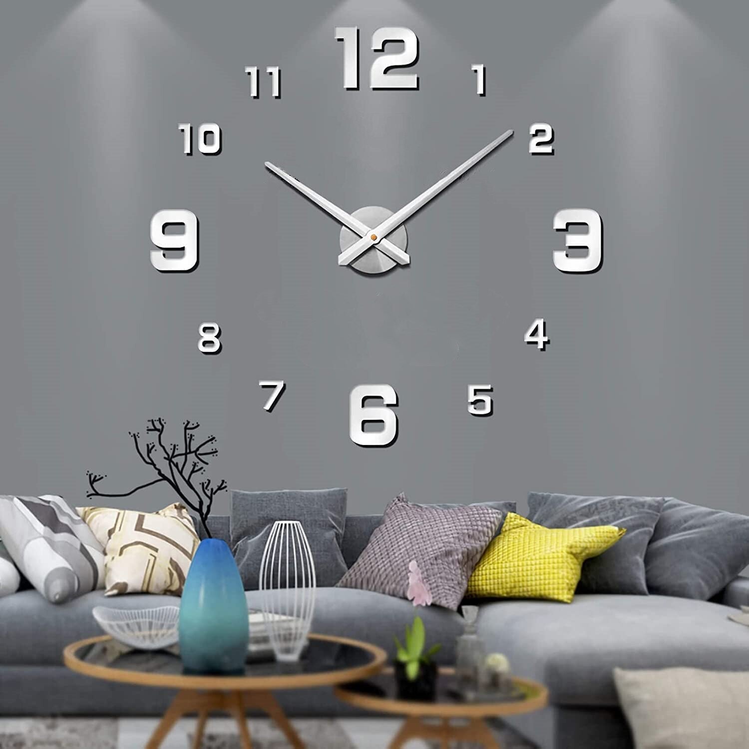 KreativDesign Reloj de pared DIY: decoración artística única para el hogar con tamaños y colores personalizables