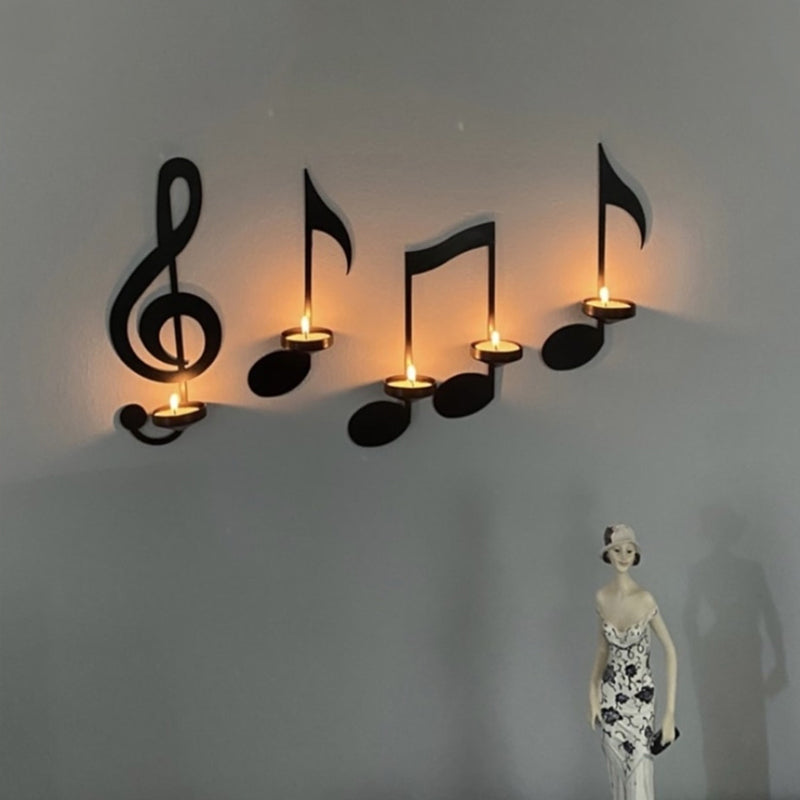 Aplique de pared con notas musicales en color negro