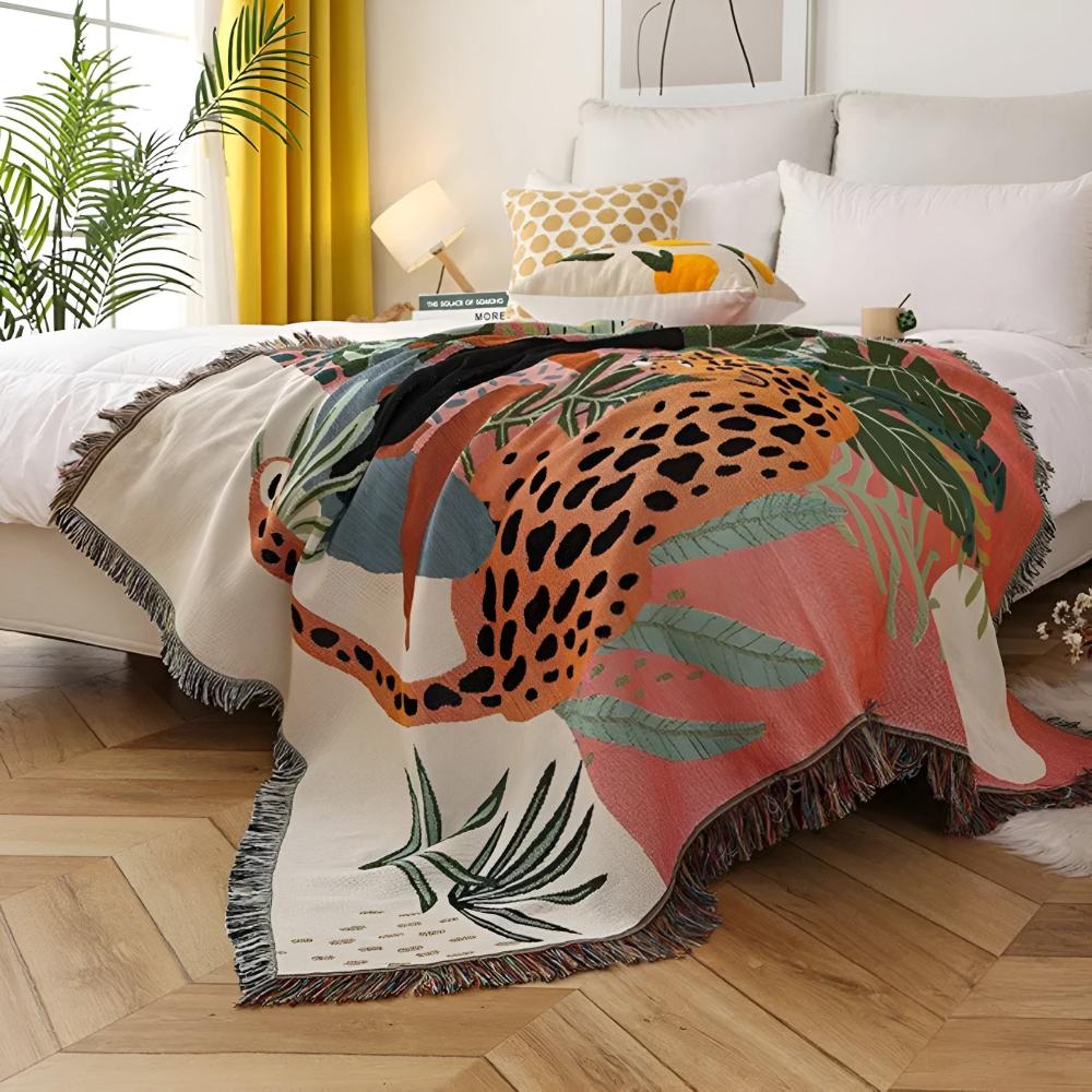 Jungle Leopard Patterned Throw Blanket