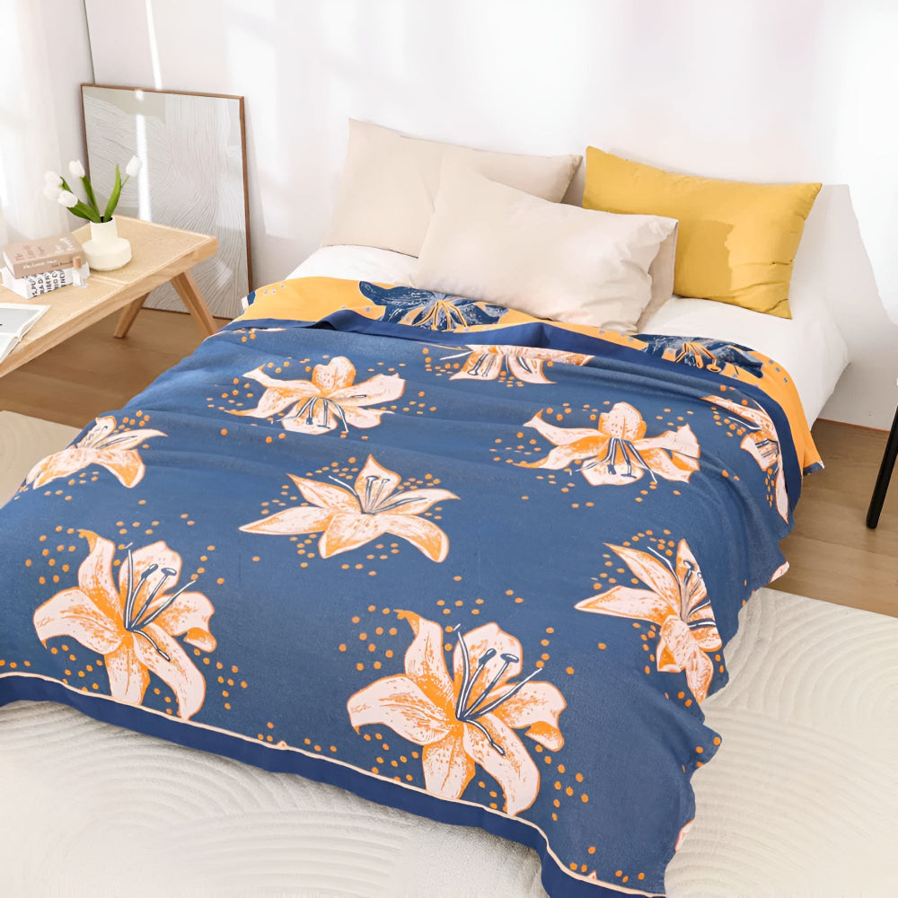 Couverture en coton floral Serene Lily