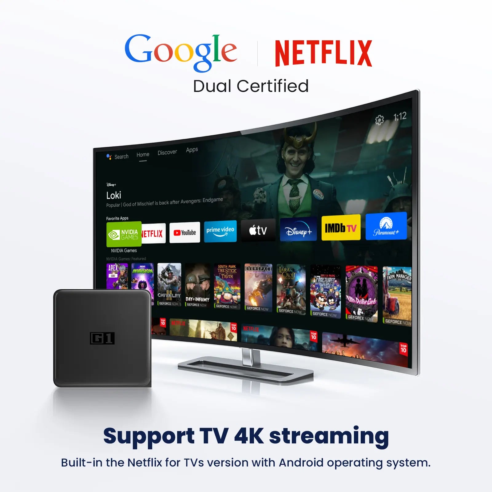 KINHANK G1 Google Certifierad OTT ATV Box