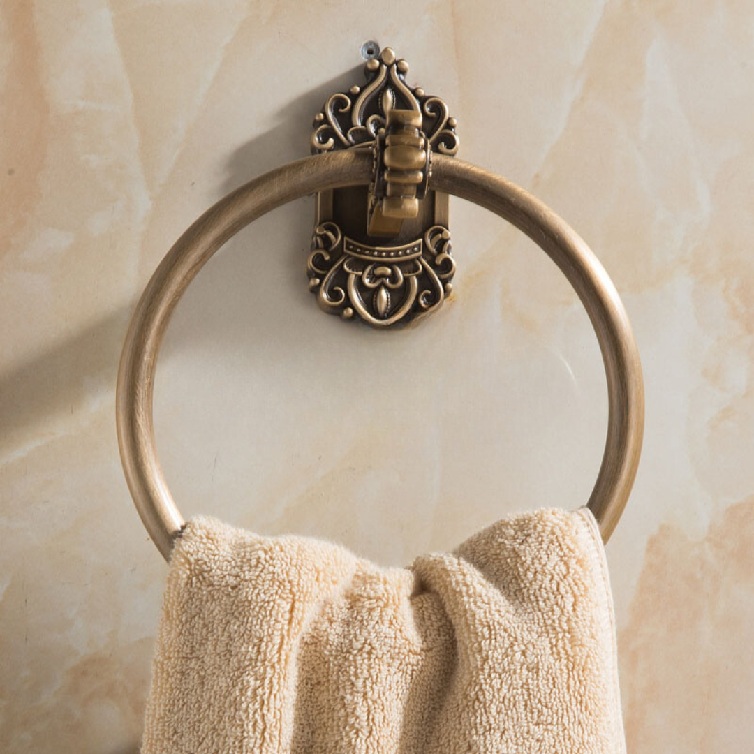 Porte-serviettes de salle de bain en laiton vintage – Anneau porte-serviettes élégant en aluminium massif pour une décoration élégante de salle de bain