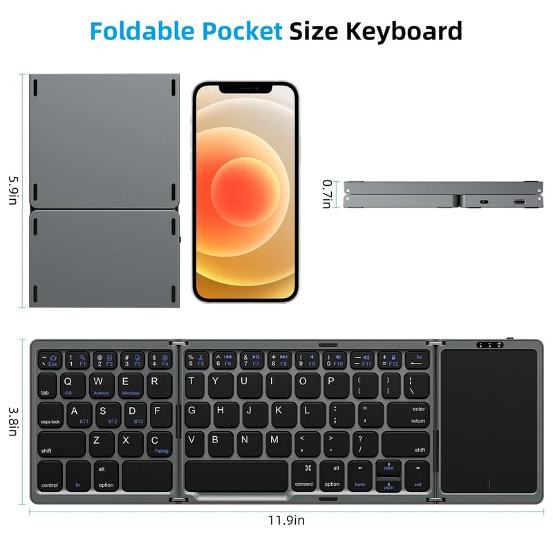 Tastatură Bluetooth pliabilă cu touchpad