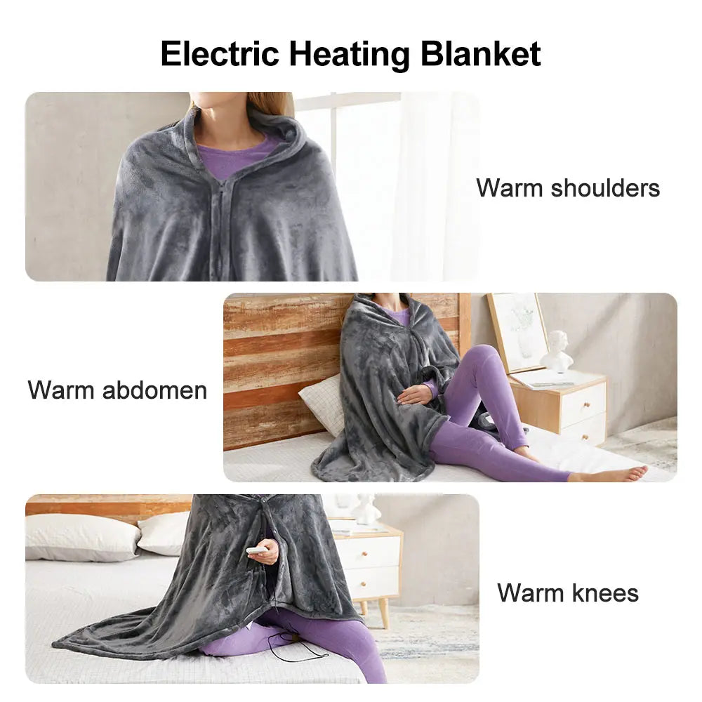 Portable heated shawl with battery for instant comfort