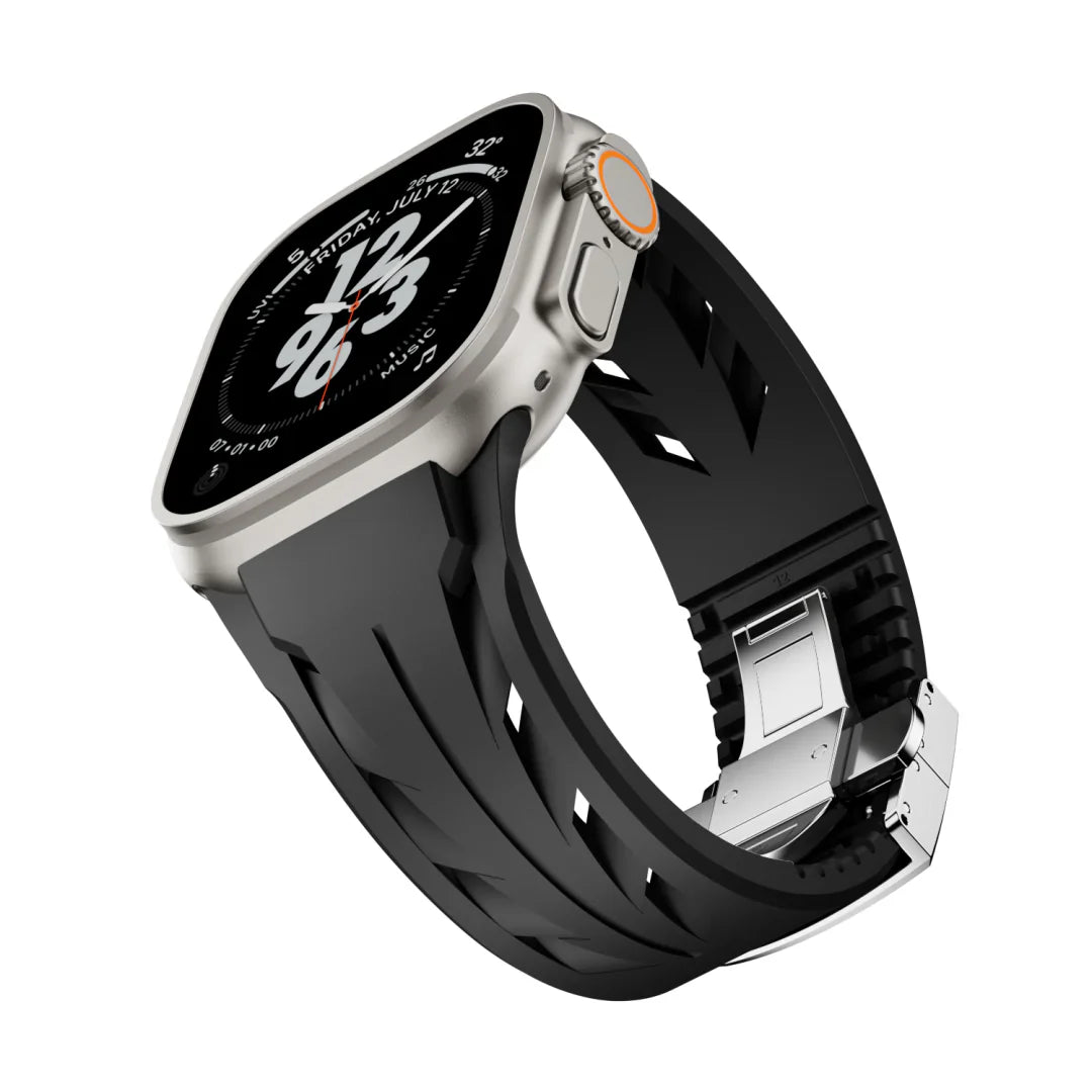 Luxury Butterfly Buckle FKM Rubber Band for Apple Watch