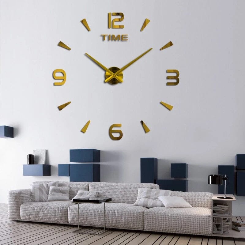 Reloj de Pared 3D de Acrílico Dorado