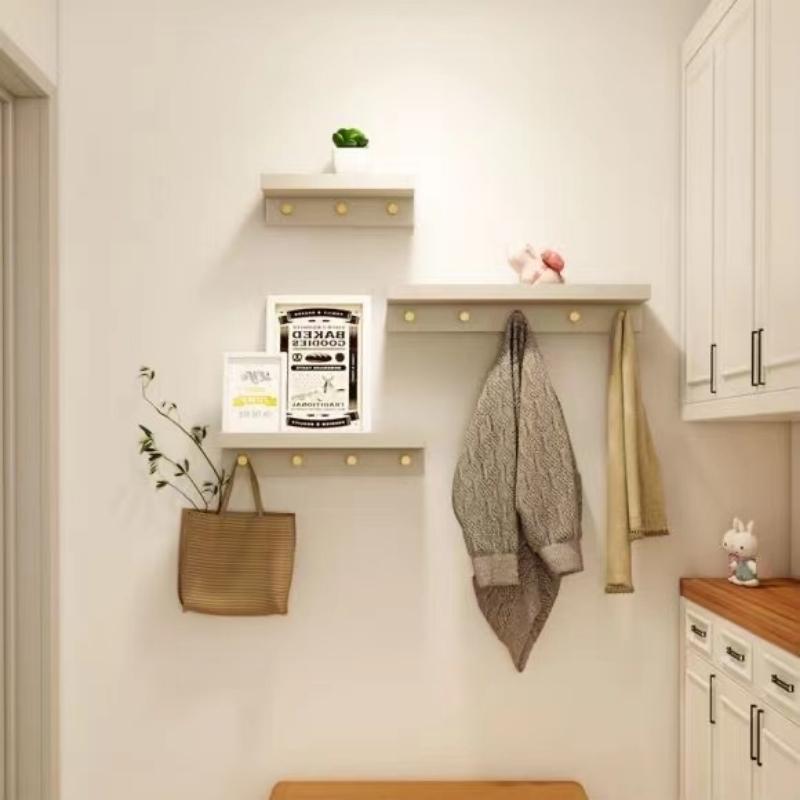 Huxley Wall Storage Shelf with Gold Hooks