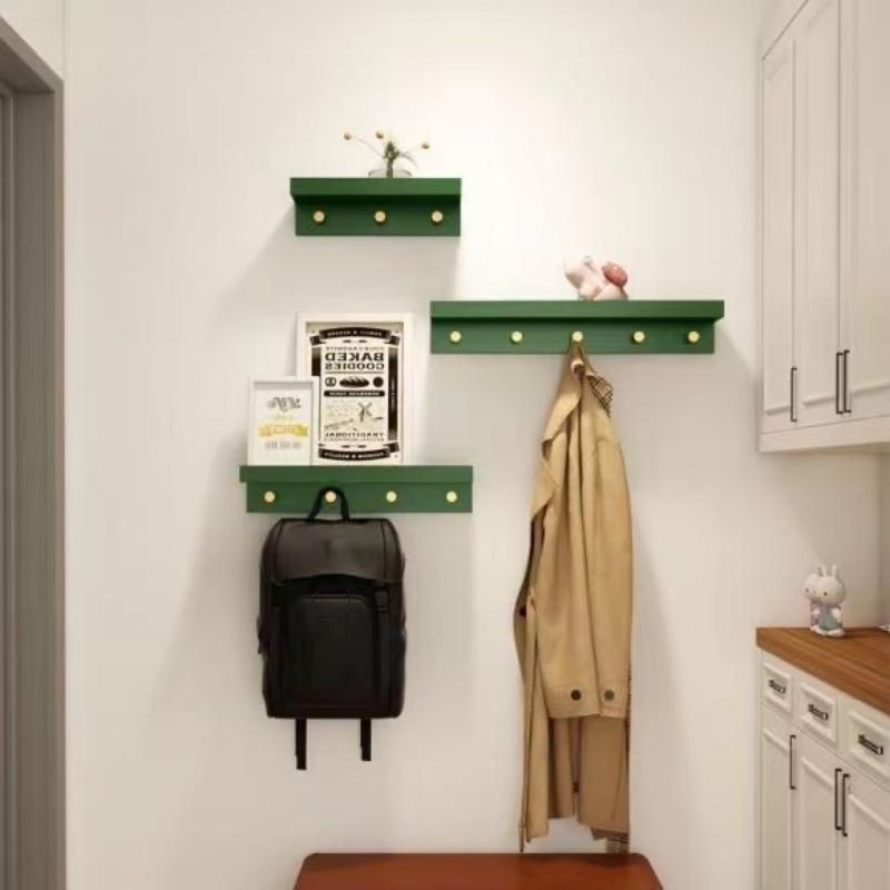 Huxley Wall Storage Shelf with Gold Hooks