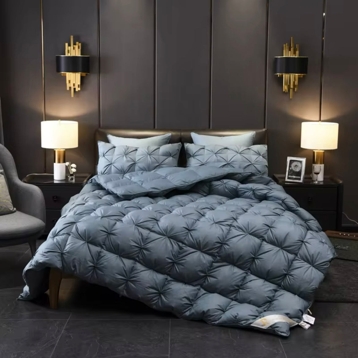 Splendore Dark Blue Goose Down Comforter