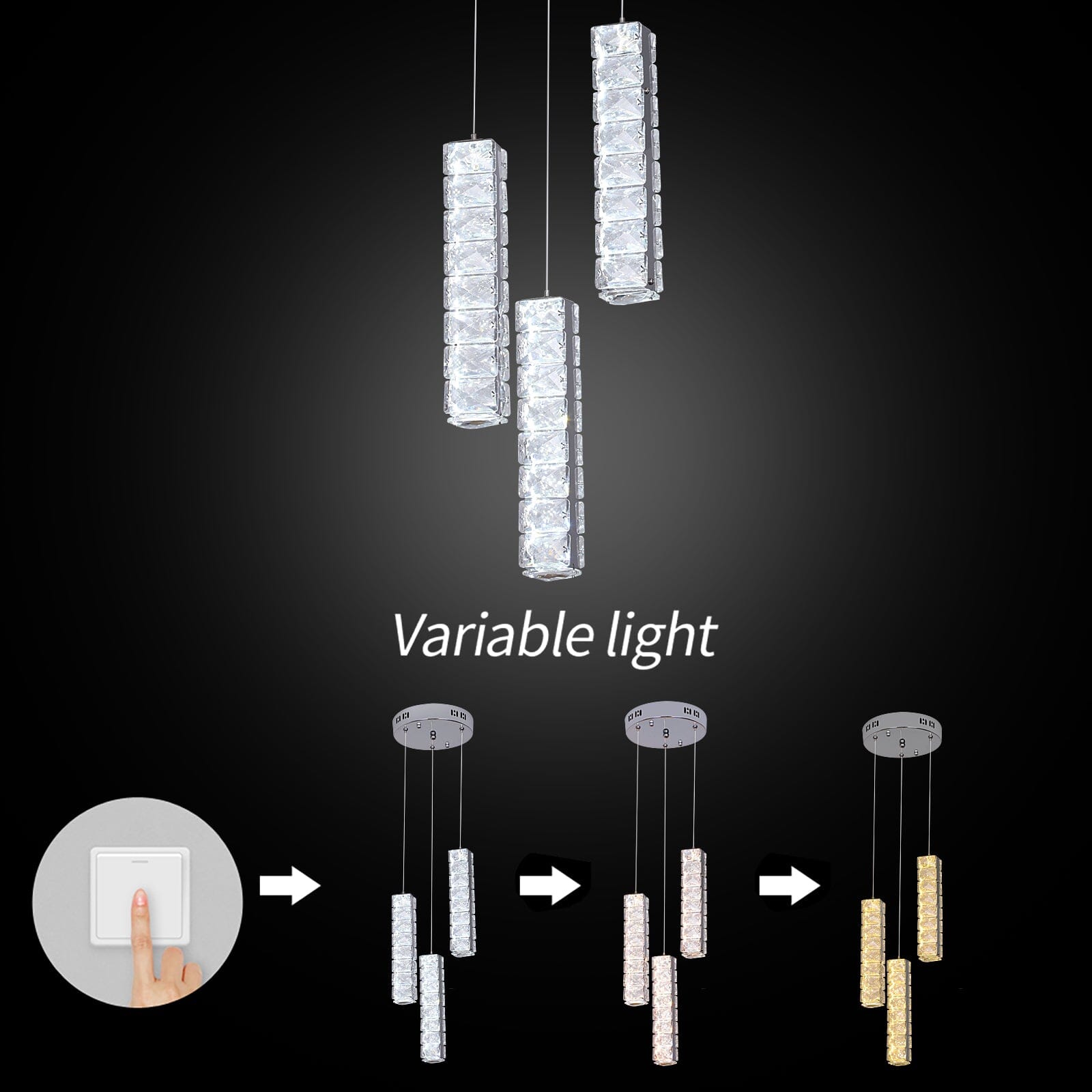 Lampadario LED di Lusso Verticale in Cristallo