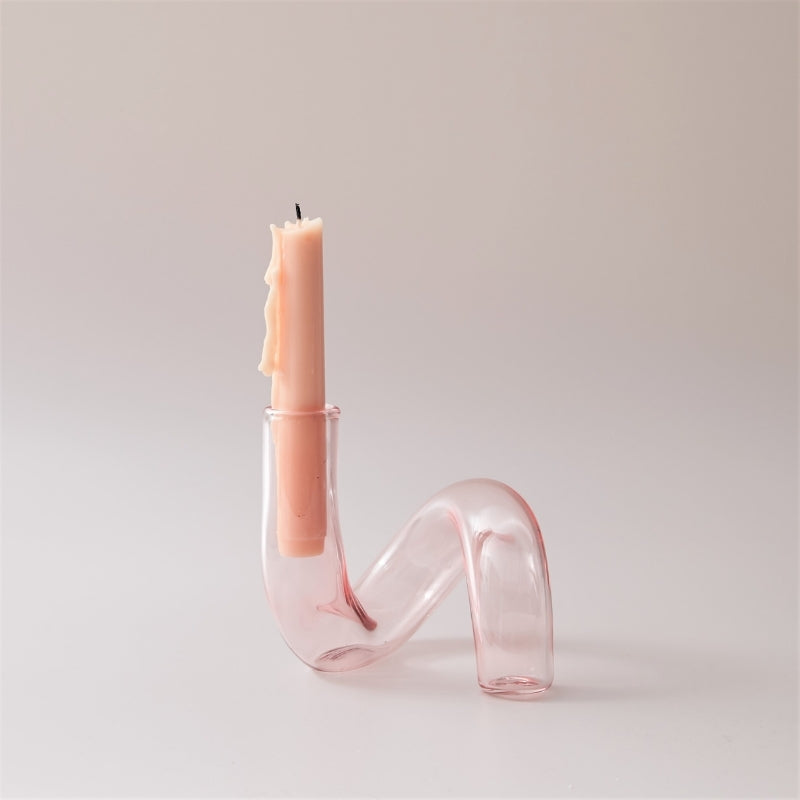 Sakura Pink Glass Taper Candle Holder & Vases