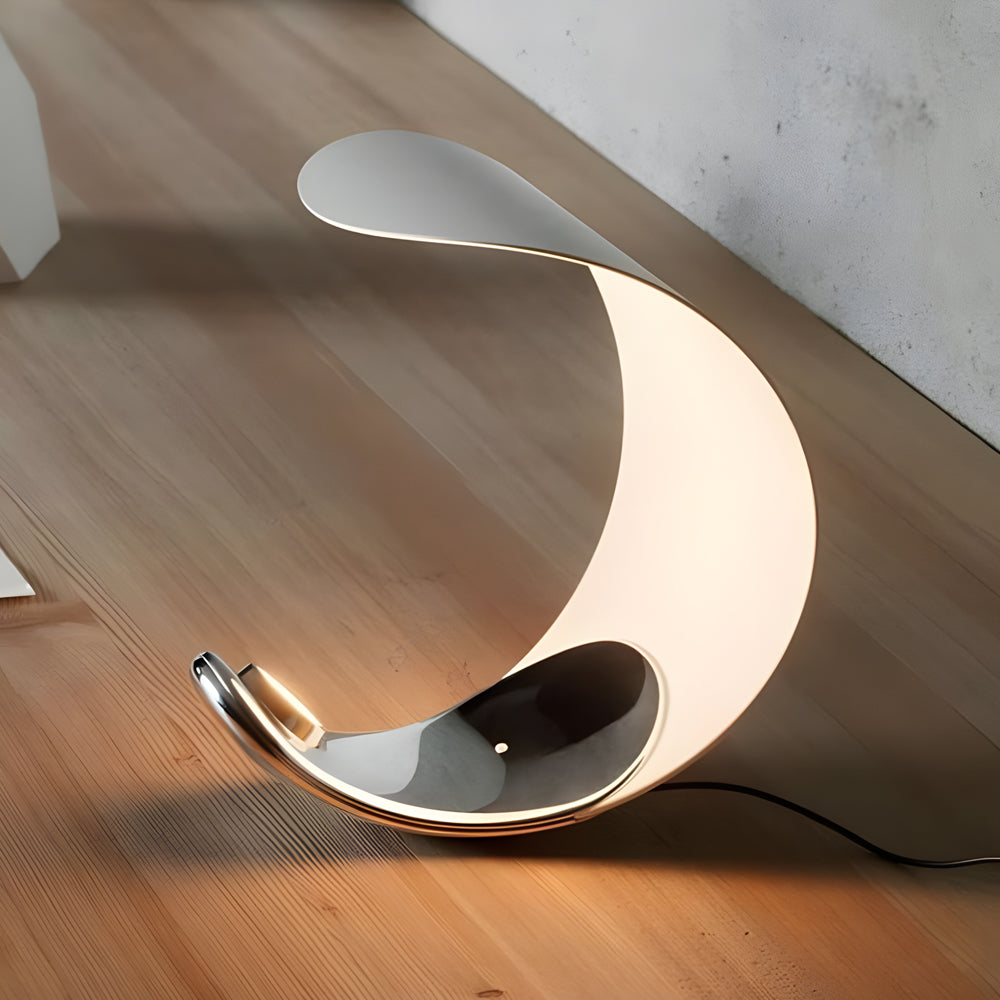 LumiMoon - Lampe de table LED en aluminium en forme de lune incurvée D76 avec variateur tactile