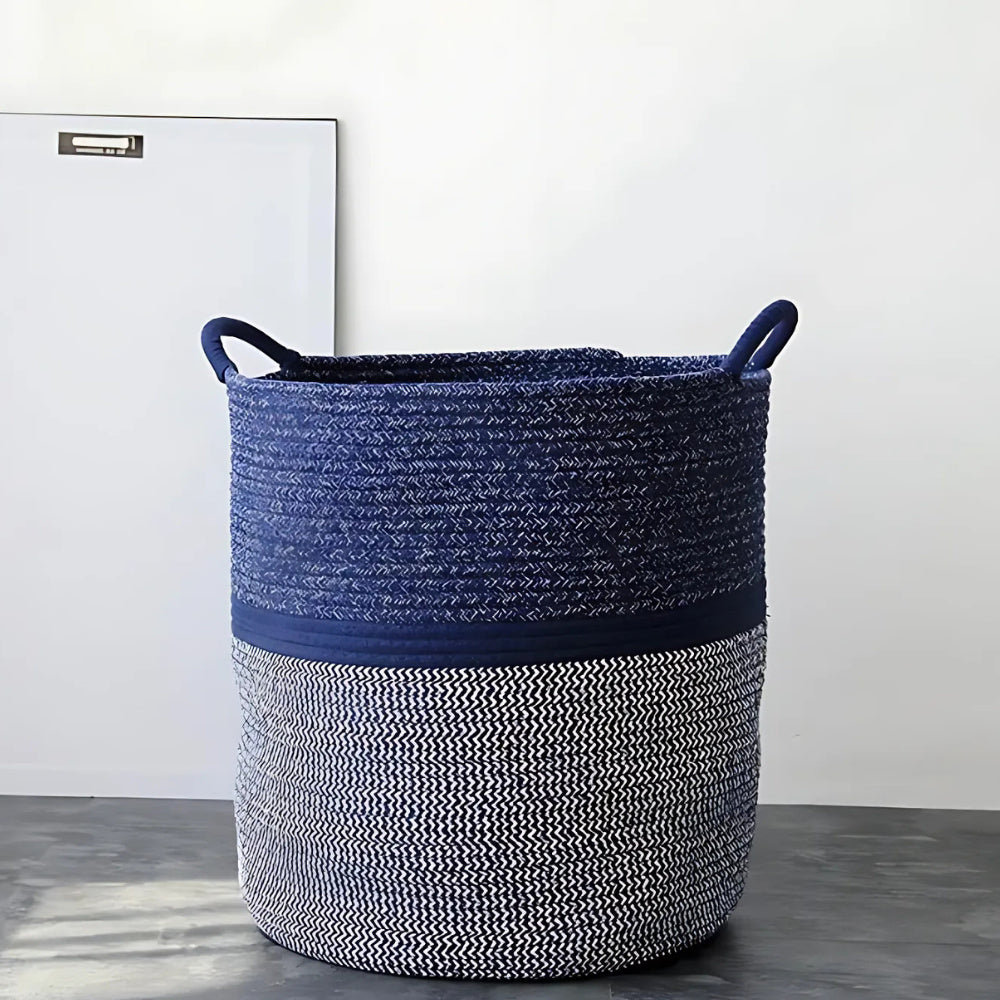 Cesta de Ropa de Algodón Azul