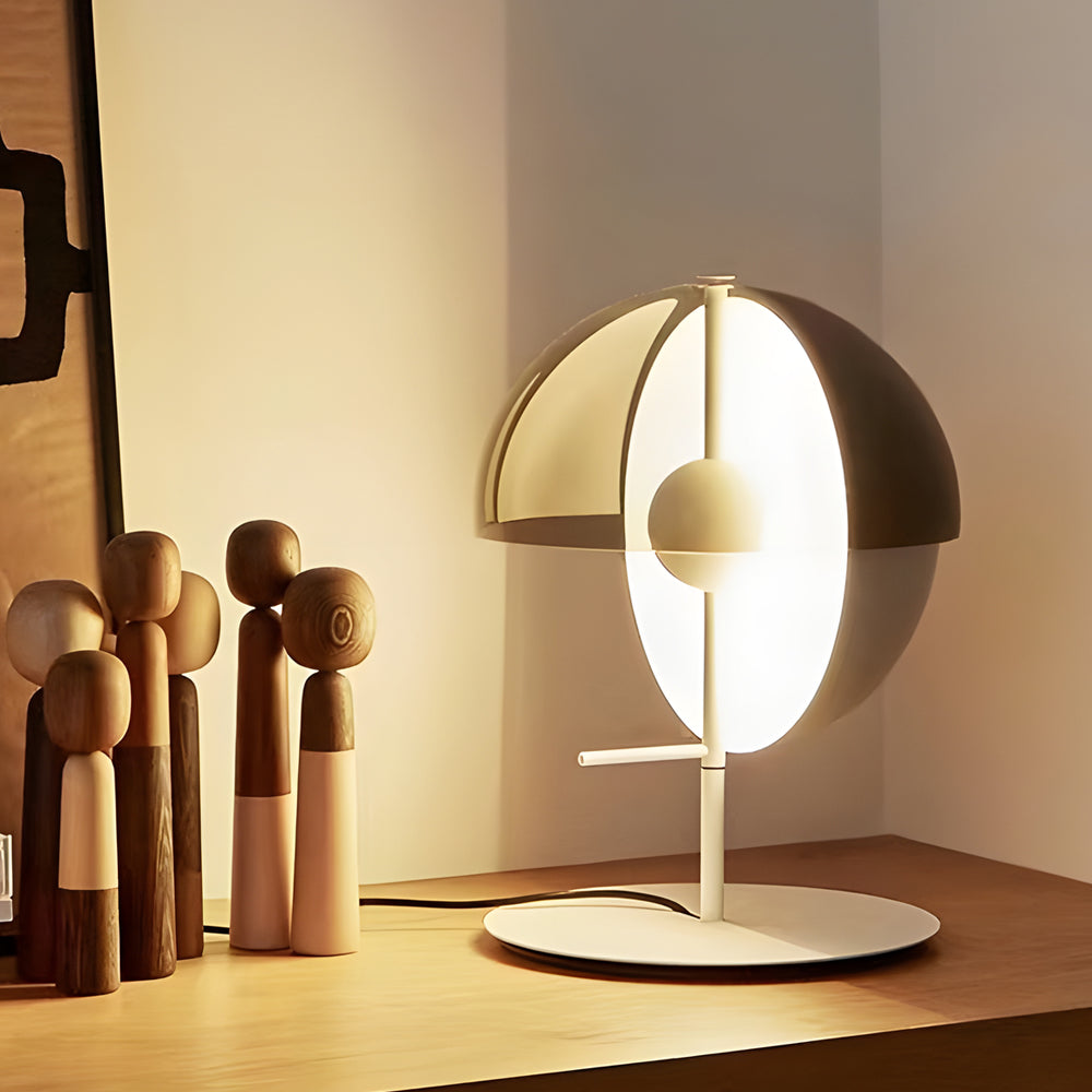 Theia - Table Lamp with Vertical Half-Sphere and Horizontal Smoked Screen