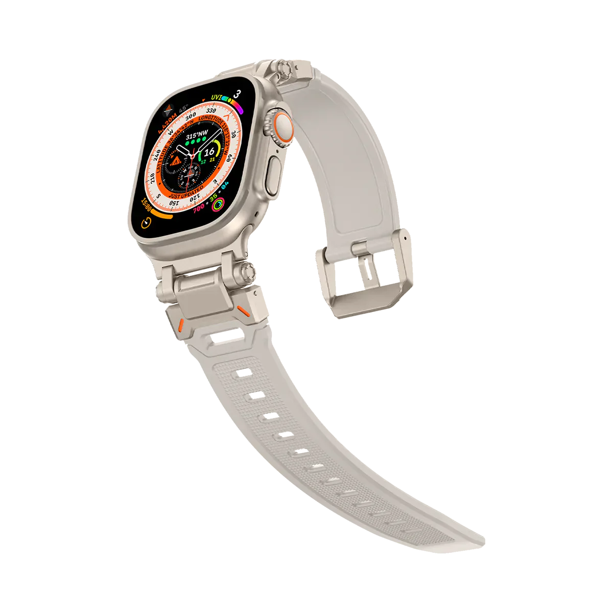 New Titanium Metal Head Silicone Band For Apple Watch