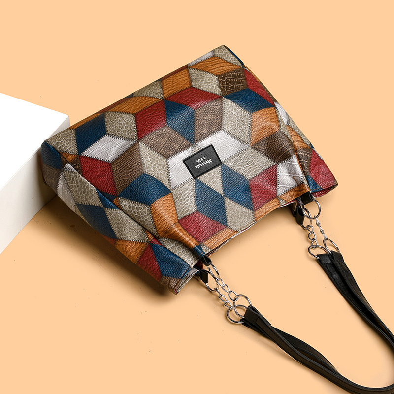 Retro Geometric Pattern Tote Bag