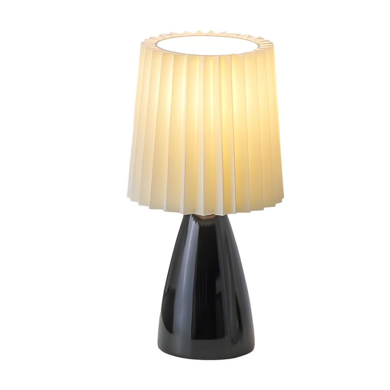 Tessuti Plissettati 12'' - Lampada da Tavolo con Base in Vetro e USB, Dimmerabile con 1 Punto Luce