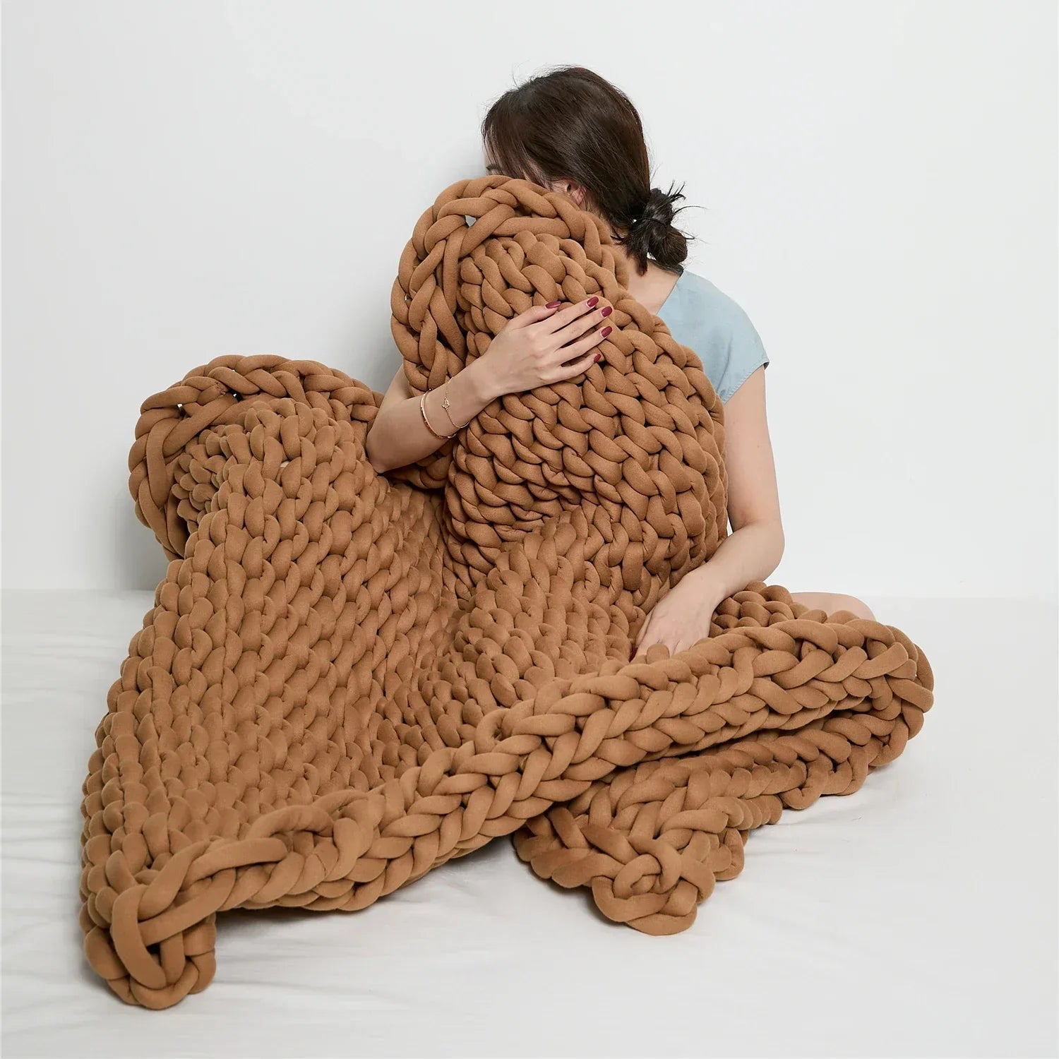 Chunky Knit Handmade Weighted Throw – Ultra-Wygodny i Stylowy Koc