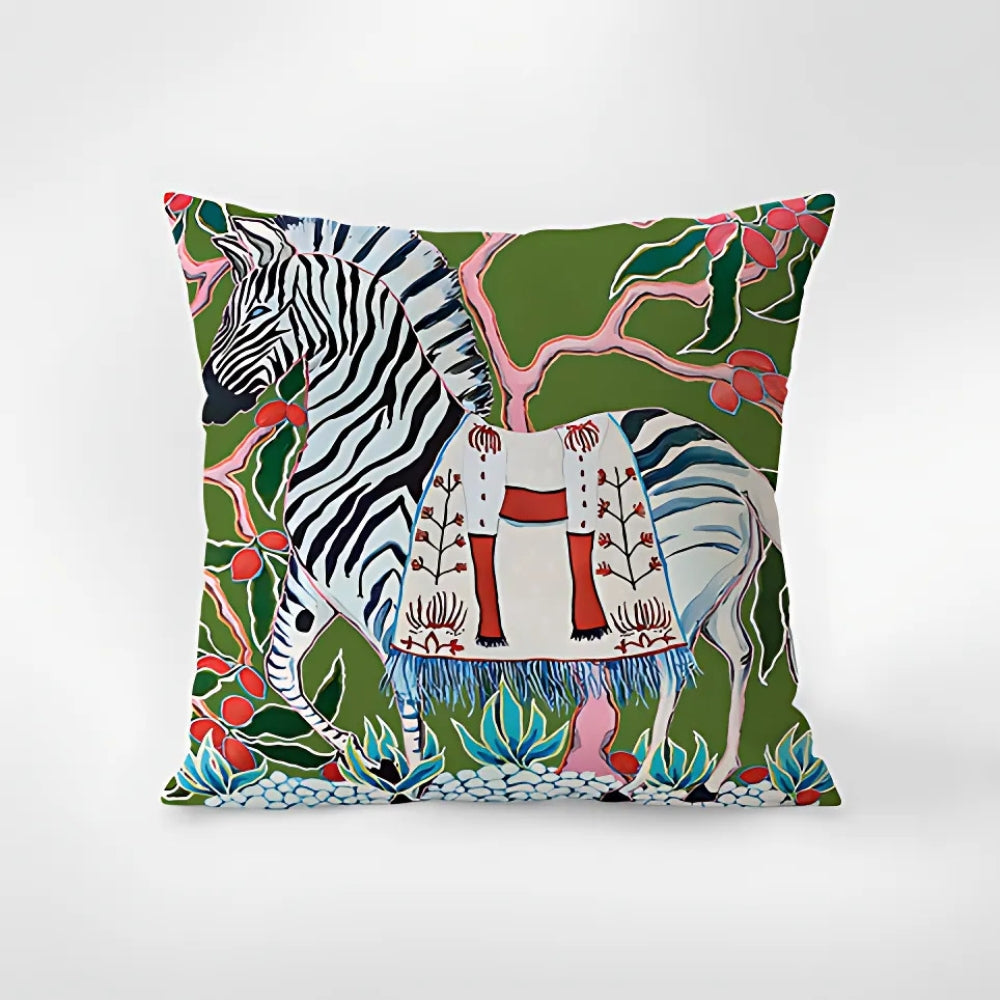 Zebra Tapestry Tassel Cushion Cover