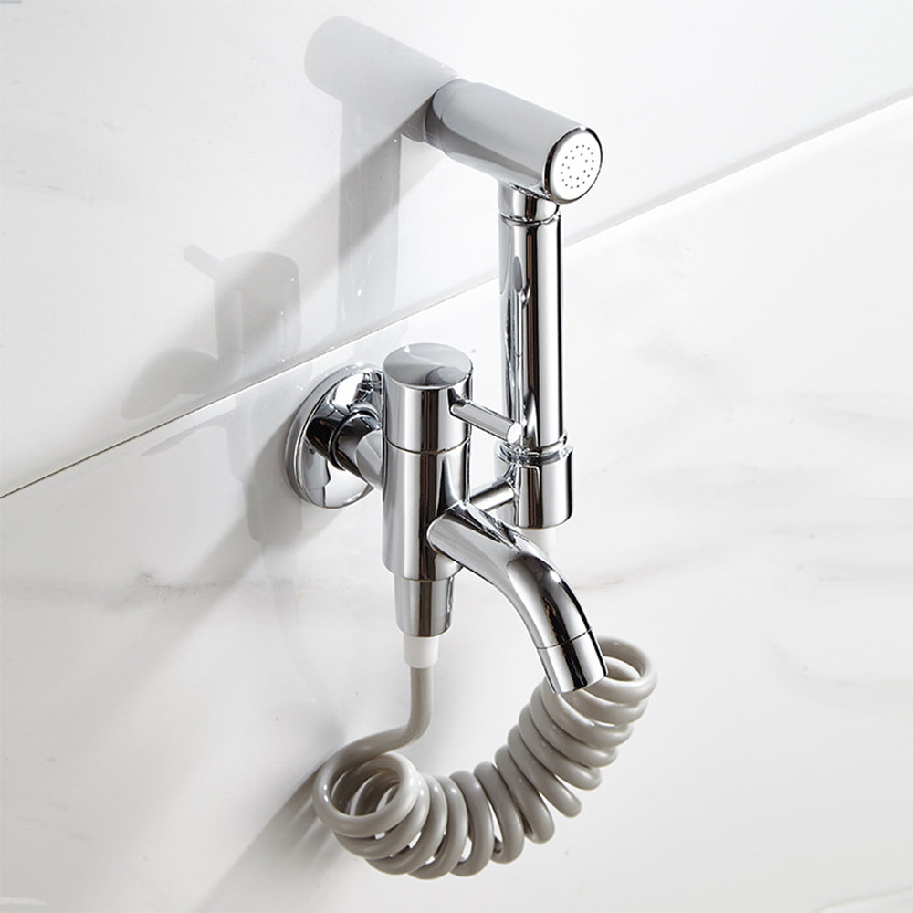 Gray Wall-mounted Bidet Set with Handheld Shower Sprayer