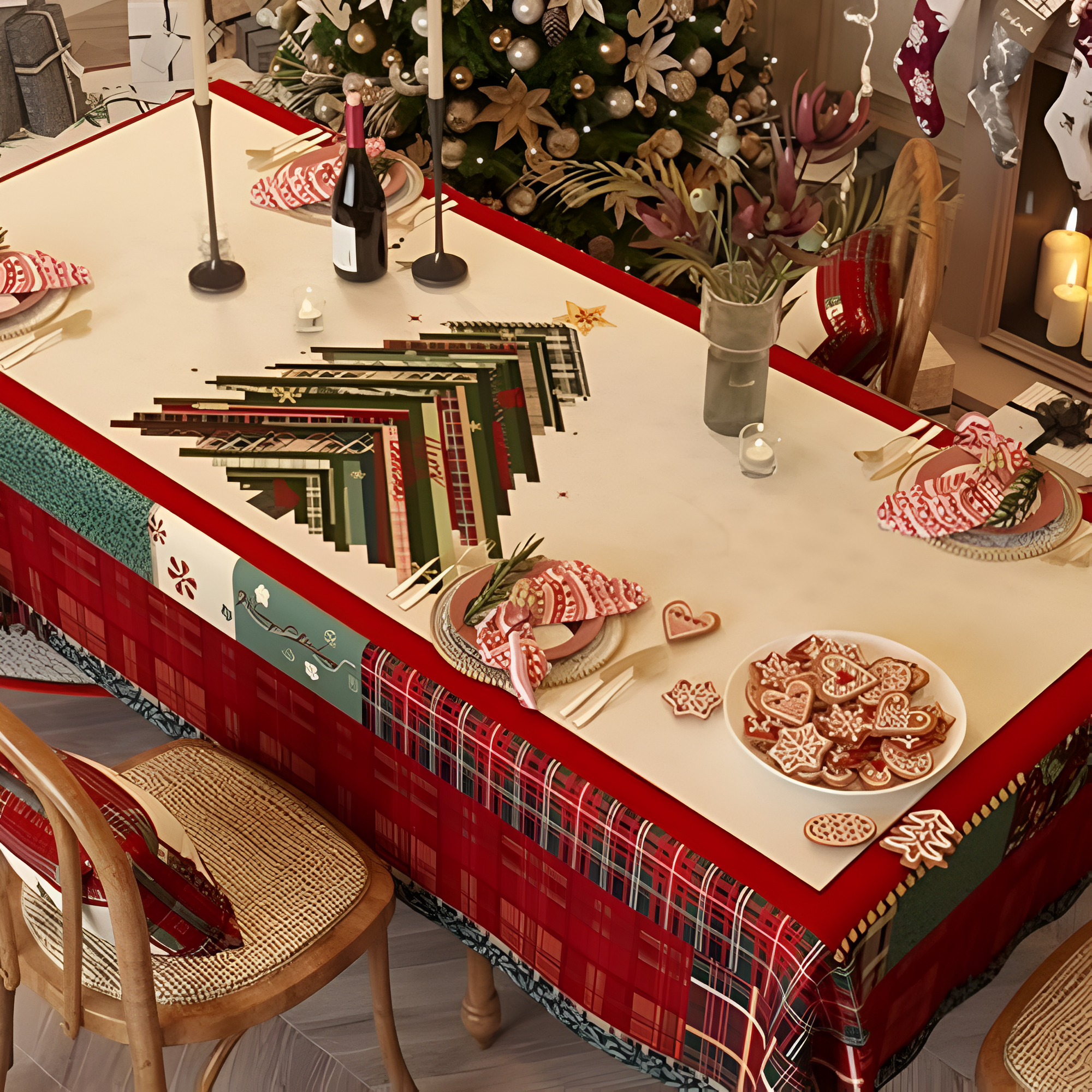 Toalha de Mesa Elegante para Árvore de Natal