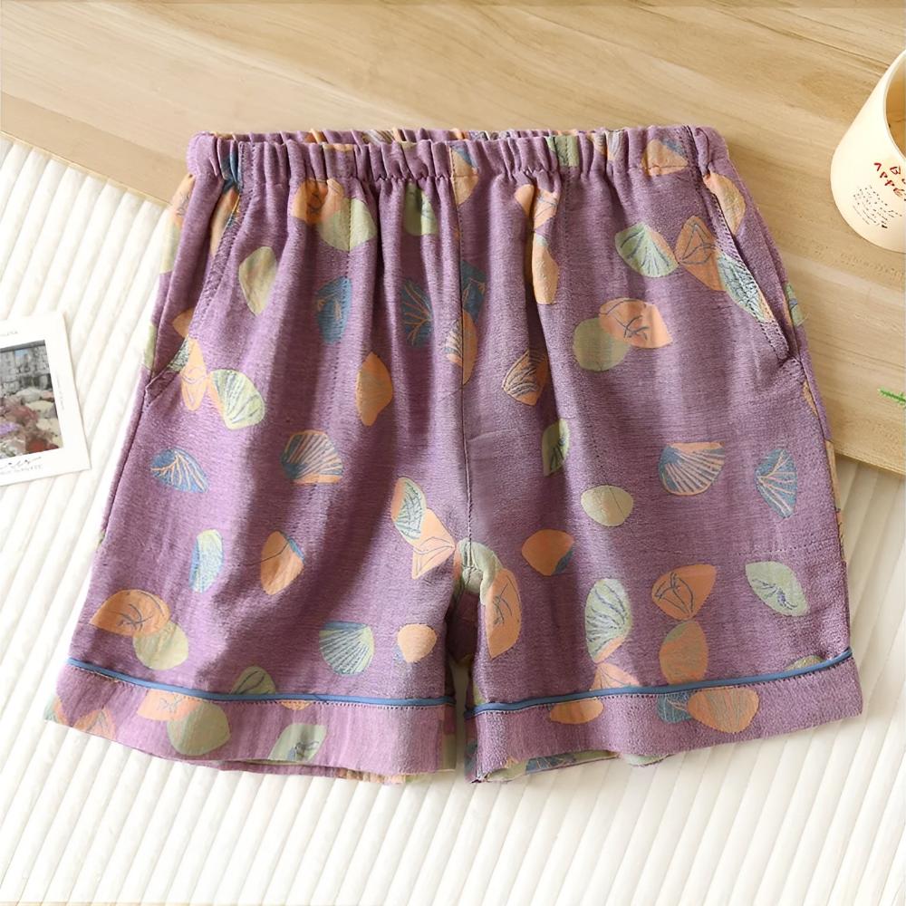 Shorts de Cintura Elástica con Estampado de Conchas Marinas