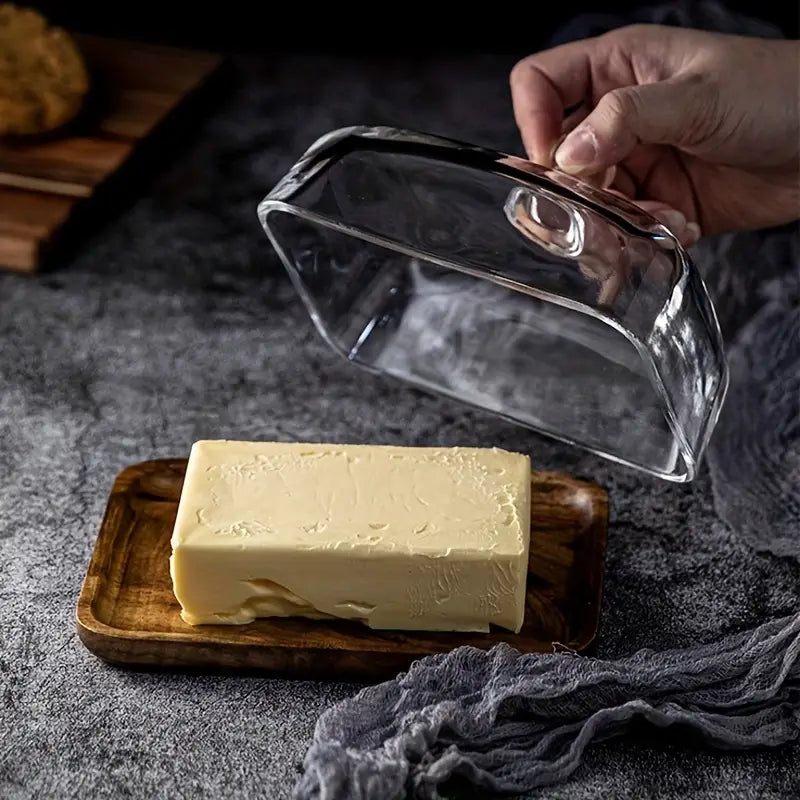 Wood & Glass Butter Dish