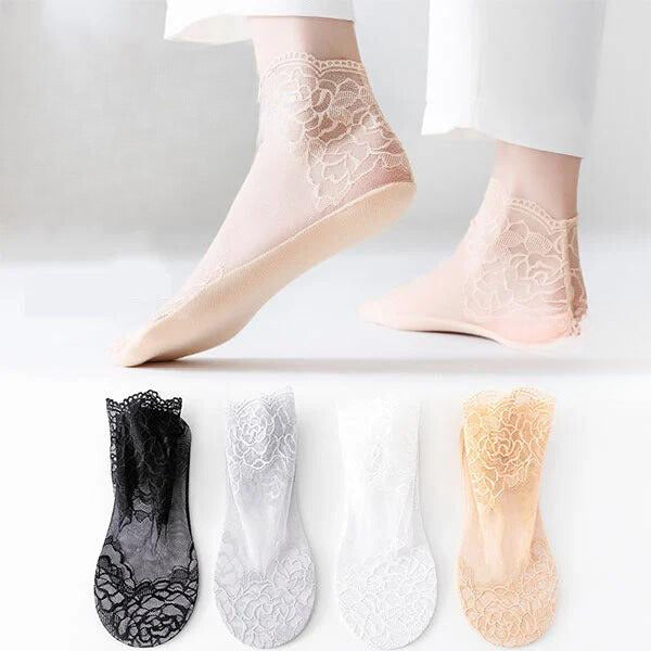 Yasmin Fashion Rose Lace Socks