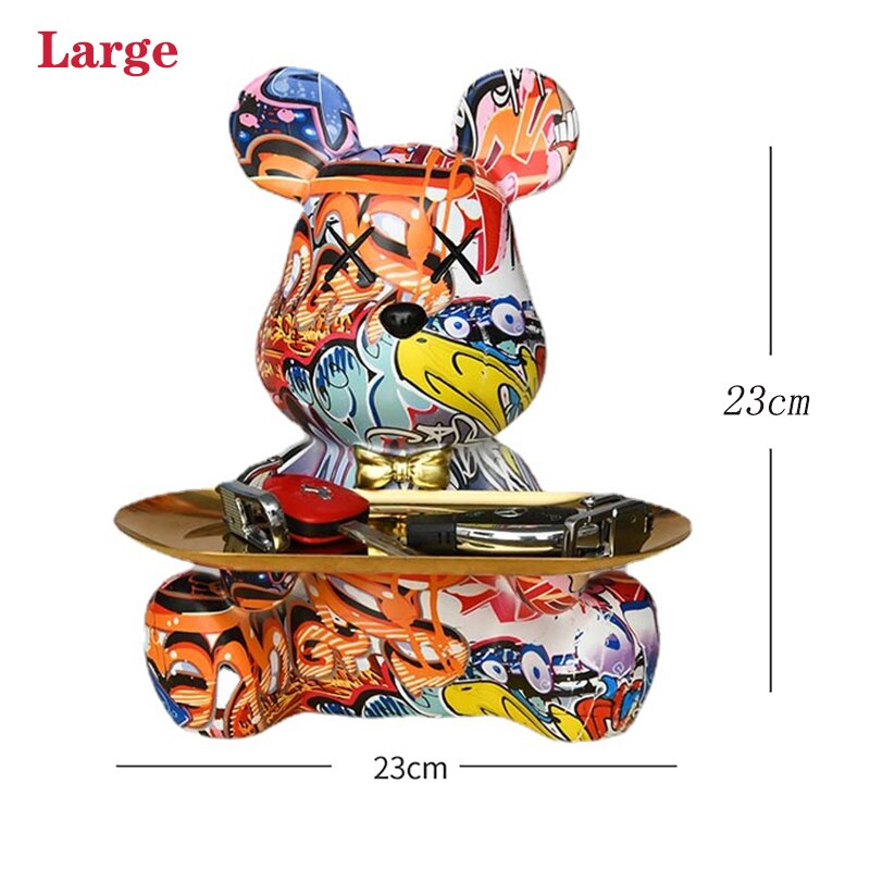 Graffiti Teddy Bear Resin Tray – Artistic Decor & Unique Gift for Art Lovers