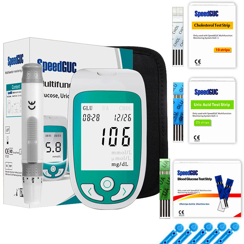 Monitor de salud multifuncional 3 en 1 (colesterol, glucosa y ácido úrico)