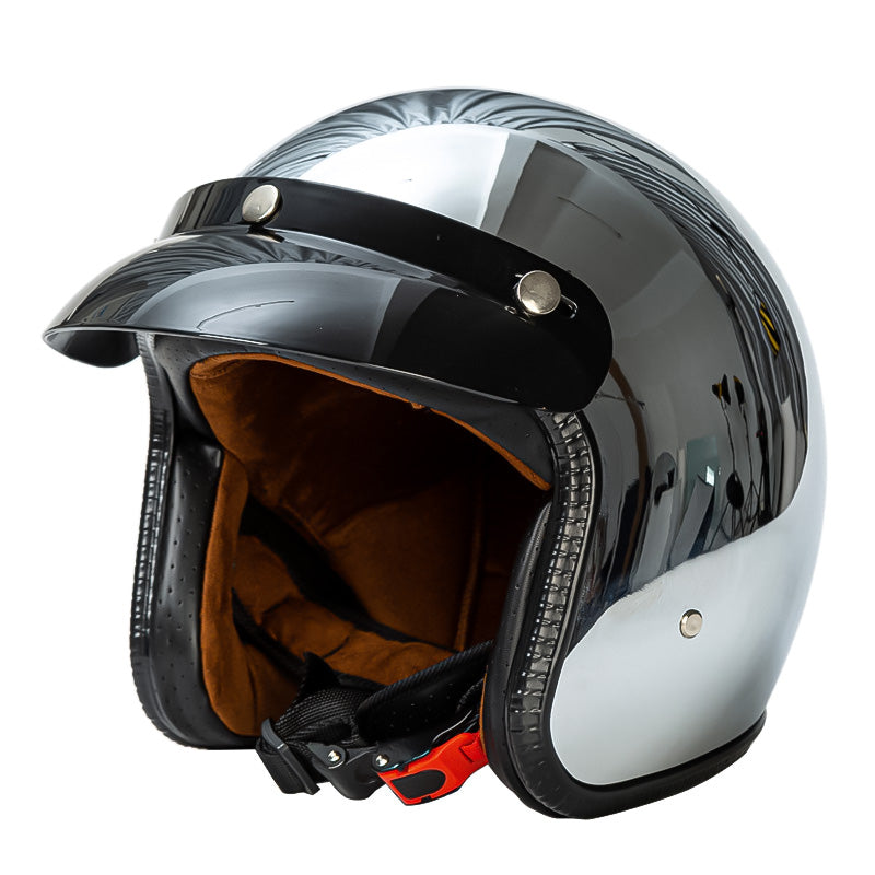 Zilveren Retro Helm - DOT en ECE Goedgekeurd